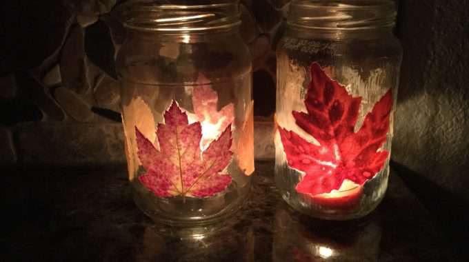 Fall Candle with Leaves