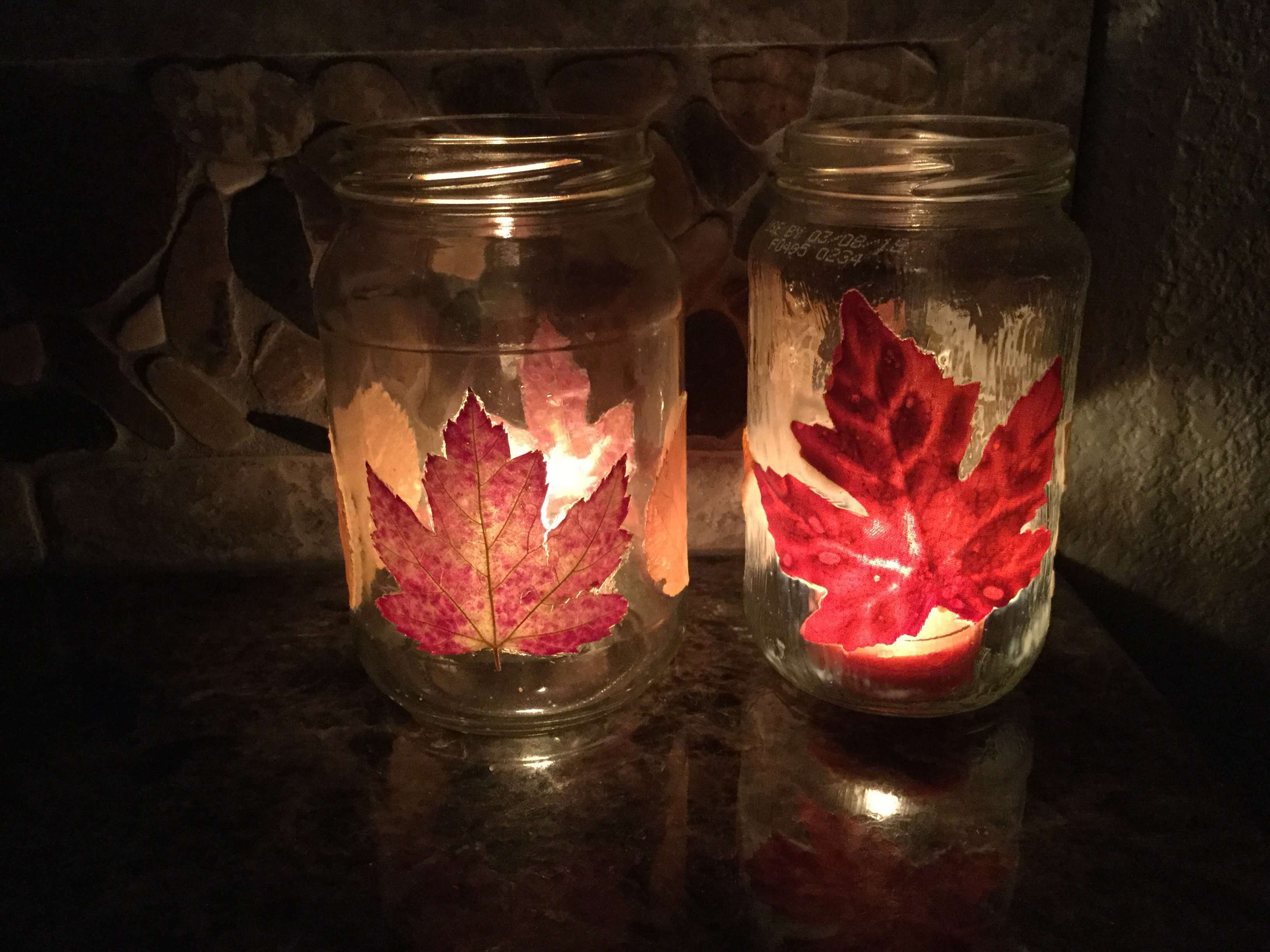Fall Candle with Leaves