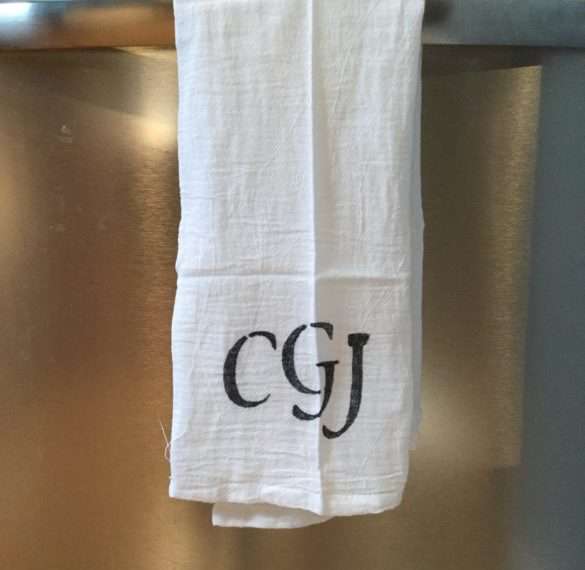 2. Stamped Dish Towels - you'll need a dish towel, acrylic paint, and cookie cutters of your choice/theme.
