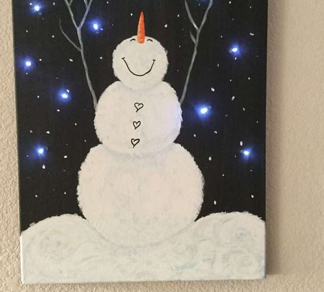 I had fun doing theirs so I made one for myself. I painted my picture and then just added the lights to it.