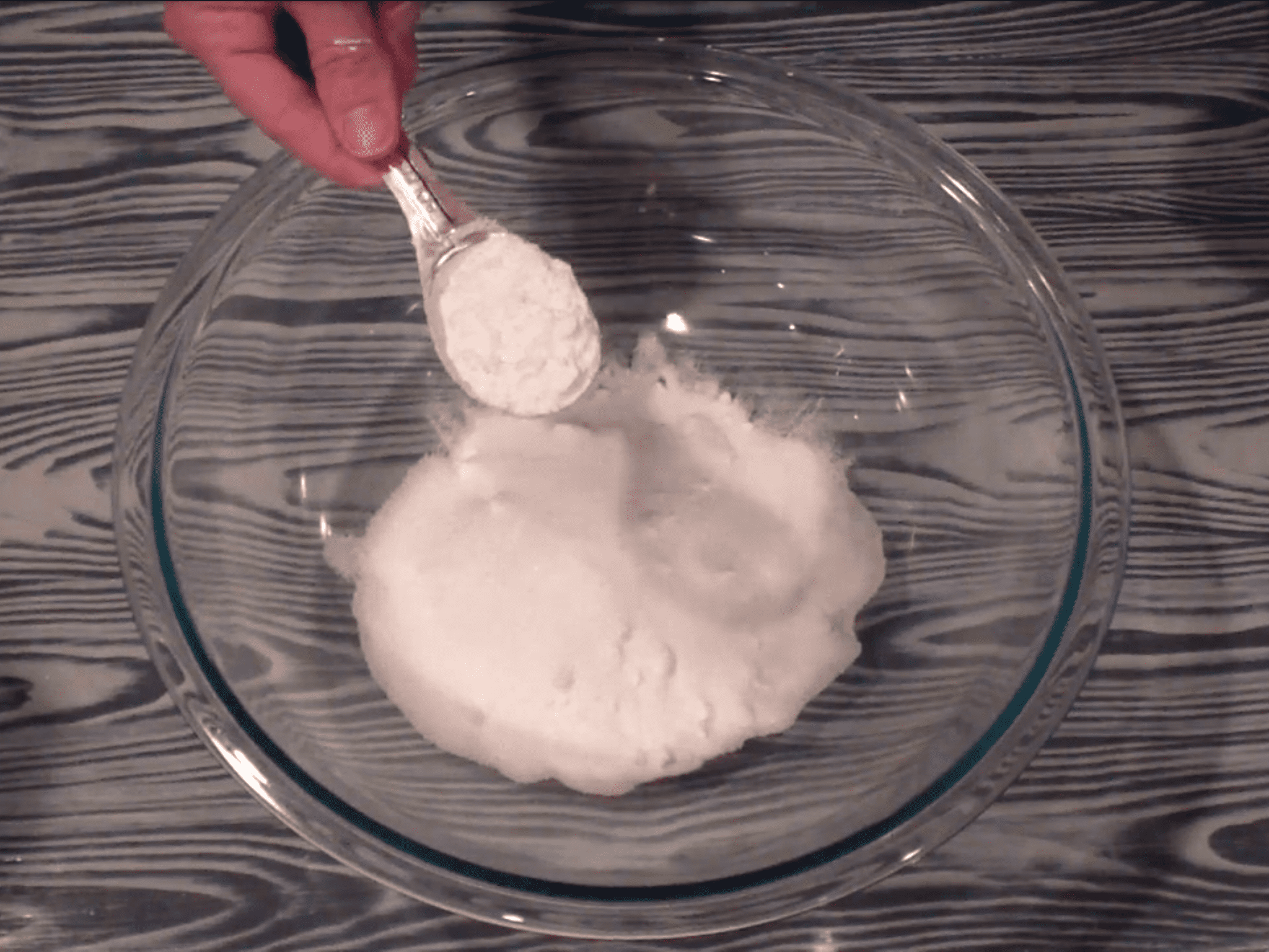 Adding 3 Tablespoons cornstarch to mixing bowl
