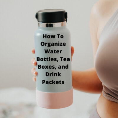 Are you looking for a way to organize water bottles, tea boxes, and drink packets? All you need is a few inexpensive items from the store.