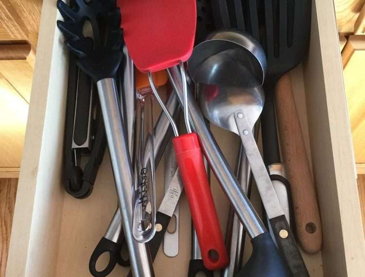 First - declutter. How many of the same utensil do you really need? Ask yourself - do I really need/use this???