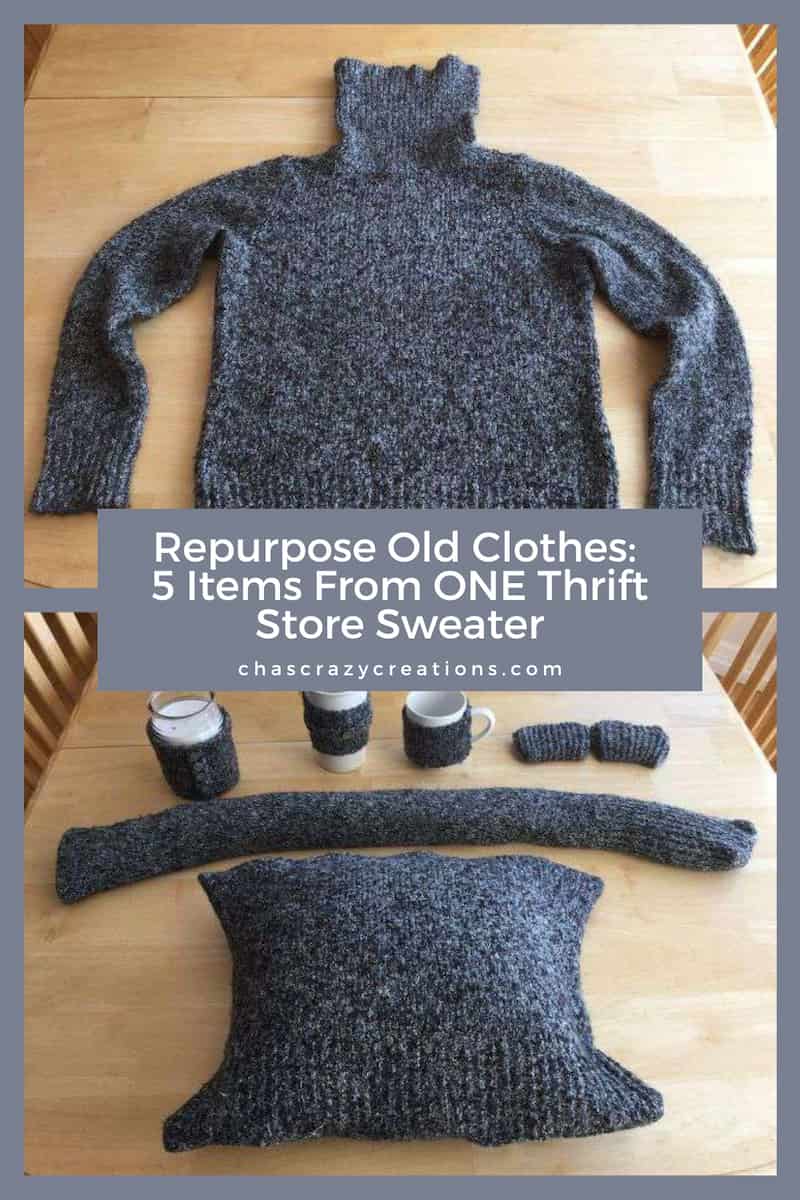 Are you wanting to repurpose old clothes? Buy 1 thrift store sweater or re-purpose an old sweater of your own to make 5 ideas that are easy and will warm your home during the cold months!