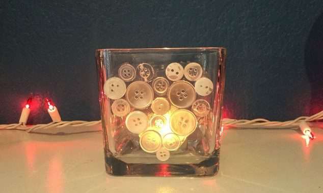 Heart Button Art Candle Holder