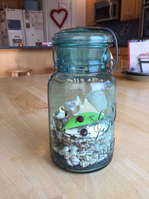 Turn it into a memory jar.   Put item from places you’ve been (sand from a beach, rocks, shells), or keepsakes you treasure in the jar.