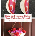 Do you want a unique Dollar Tree Valentine wreath? I made this fun idea for my front door and it can be adjusted for any holiday or season!