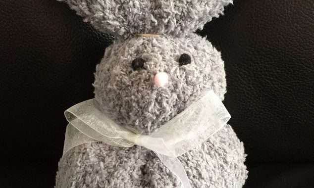 This bunny was made with a dollar tree stocking cap. I made it a couple years ago. I will be doing my follow along instructions with my current stocking cap that I wear every day during the winter.