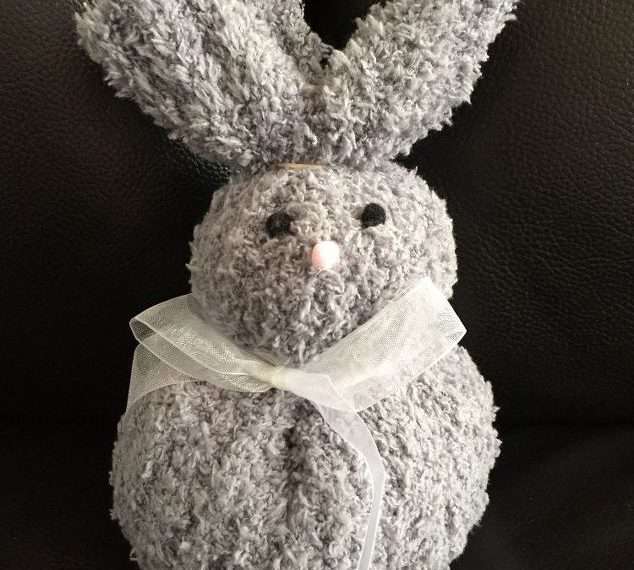 This bunny was made with a dollar tree stocking cap. I made it a couple years ago. I will be doing my follow along instructions with my current stocking cap that I wear every day during the winter.