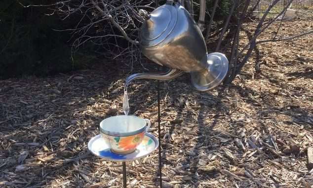 If you want the tea cup stand to be more solid, dig a little hole and bury the stand bottom in the ground.