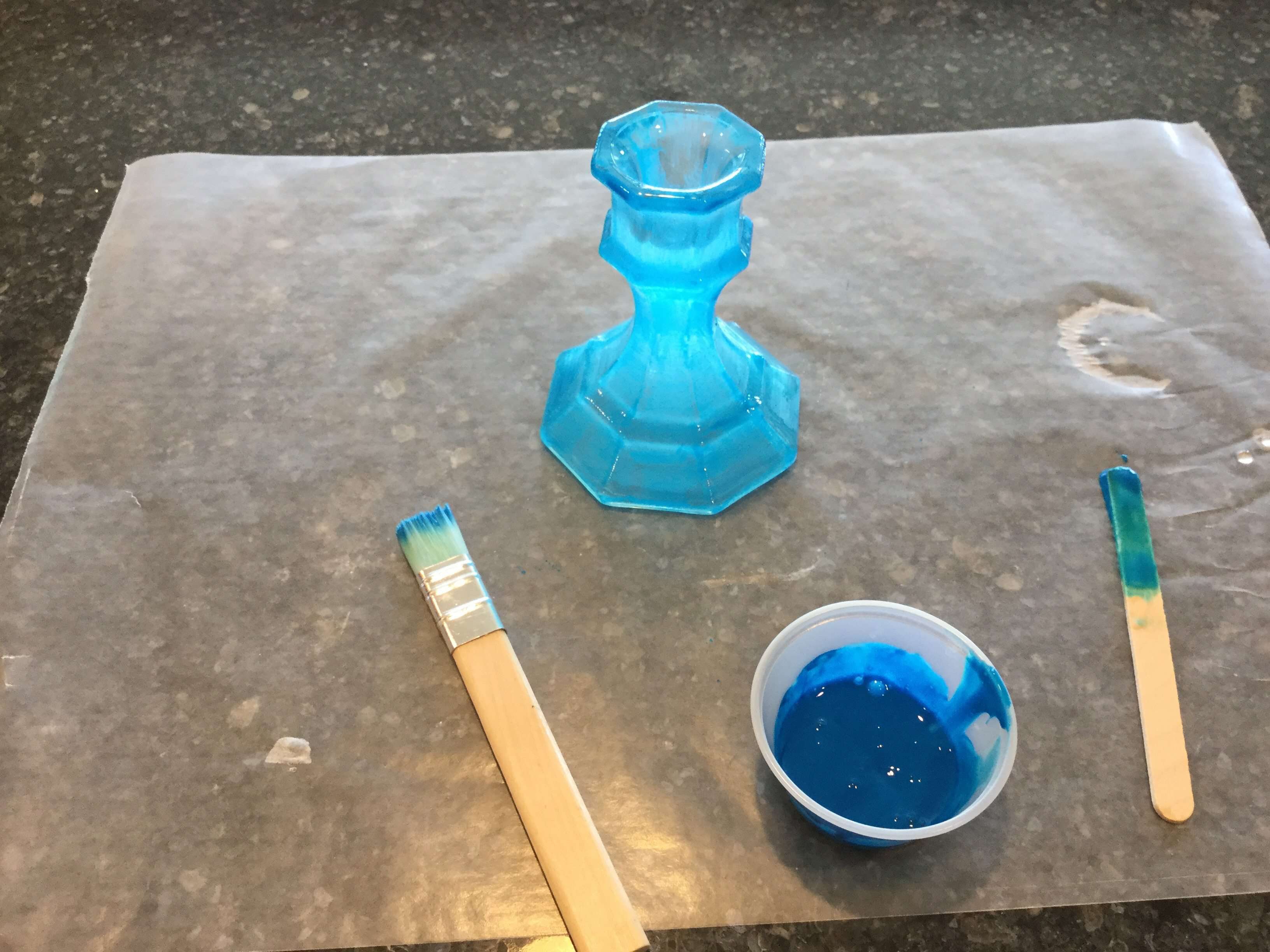 Paint the mixture onto your candle holder or jar.