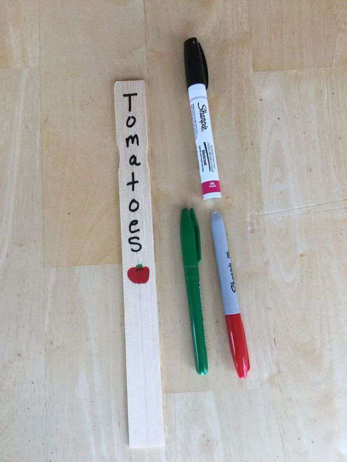 Option 2 - Write on a paint stick (10-$1 at Home Depot) with sharpie or a sharpie paint pen. Seal with acrylic sealer to protect.