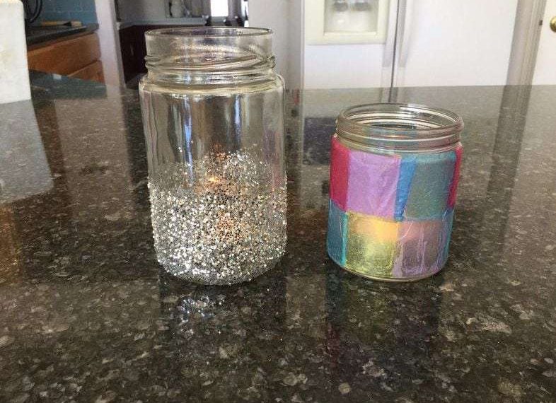 Once dry you're done. You can place a tealight candle inside and use them as candle holders. You could put gifts inside the jar and give them to someone, or store things in the jars for yourself.