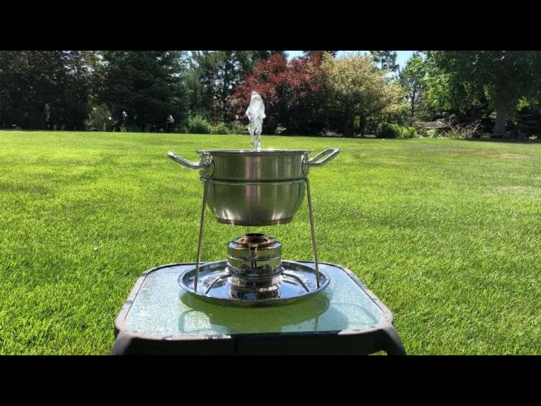Fondue Pot to Table Top Solar Fountain & Fire Pit