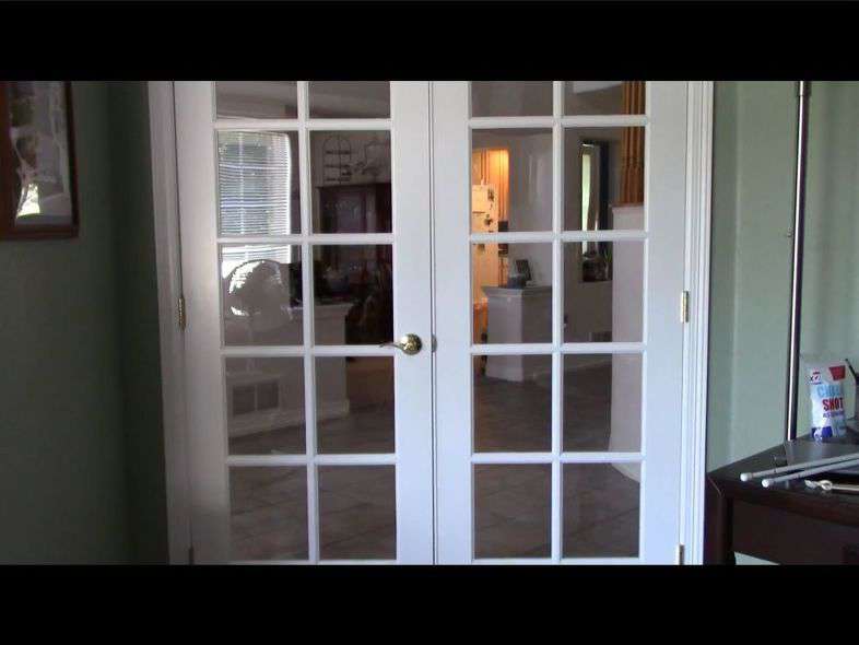 You can use a shower curtain as a window curtain or in our case to cover these french doors that are in our home.