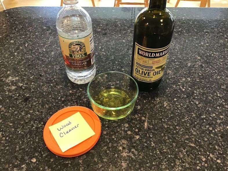 Mix 1/4 cup olive oil and 2 Tablespoons vinegar together.