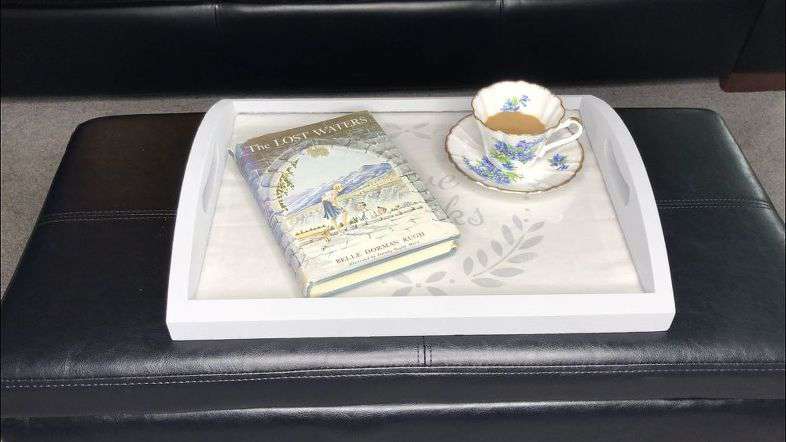 This tray is great for anywhere inside for serving things on, holding remotes, etc.