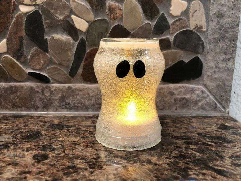 Upcycled Jar to Glittery Ghost