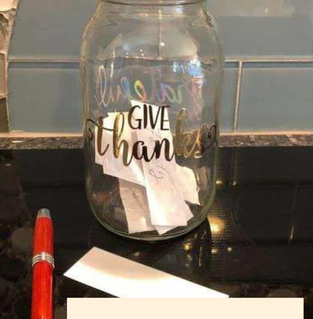 What is a thankful jar? The holidays are coming and I came up with a simple and inexpensive thankful jar project that was easy to make, cause reflection, and become a great conversational piece for our holidays for years to come!