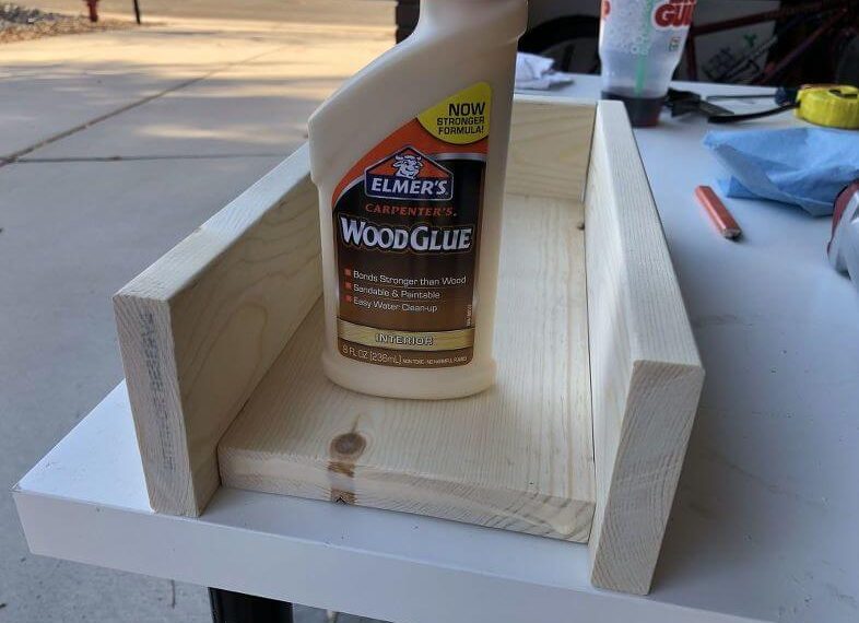 We glued each edge with Elmer's Wood Glue that would be connecting together.