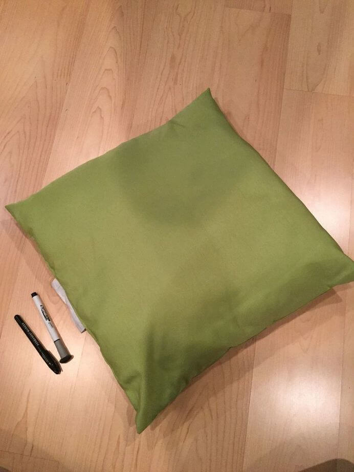 Materials needed for a diy grinch pillow