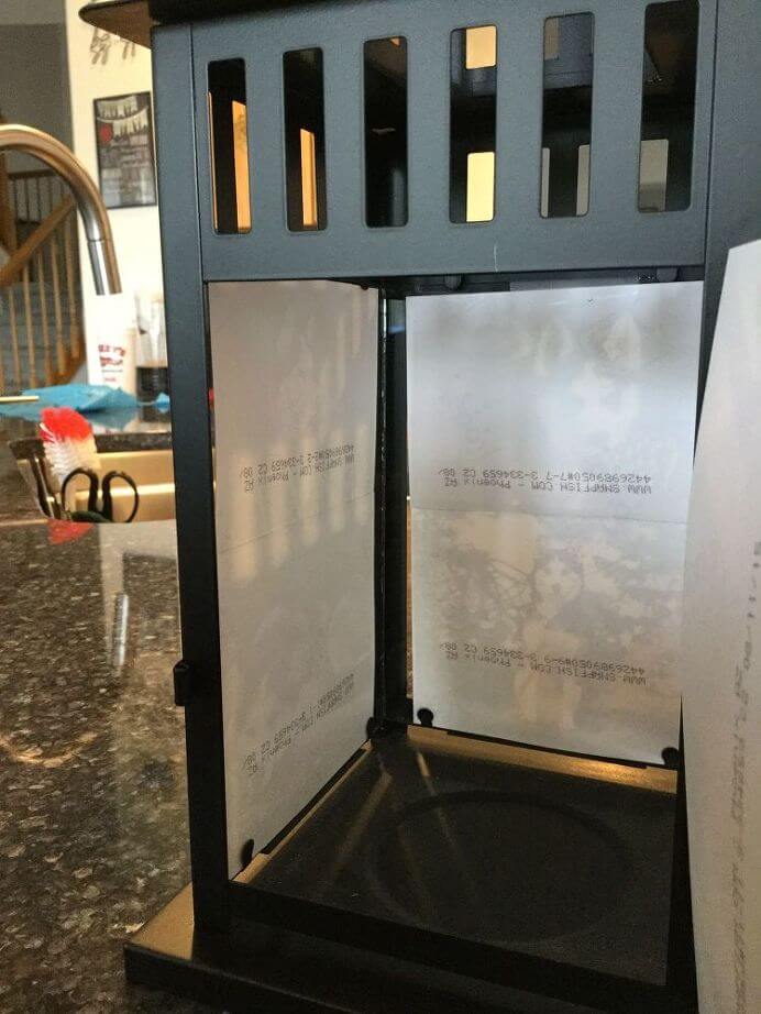 DIY Memorial Lantern with taped double pictures together