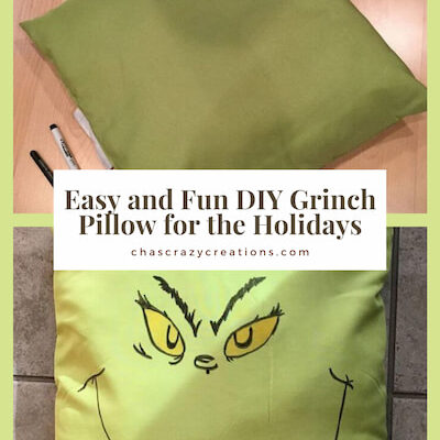 Do you want a DIY Grinch craft? I was at IKEA and found a pillow there on clearance for $2.  I brought it home and turned it into a Grinch pillow for the holidays!