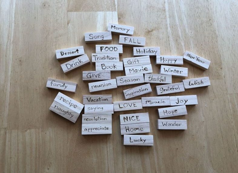 Here are all the words written on all of the blocks.