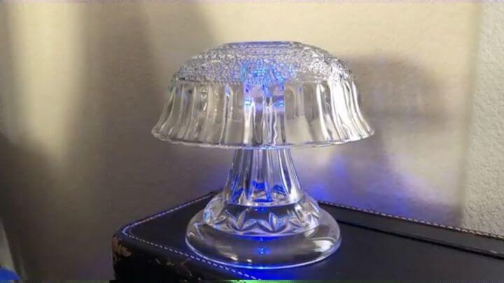 Upcycled Broken Cake Stand to Color Changing Lamp