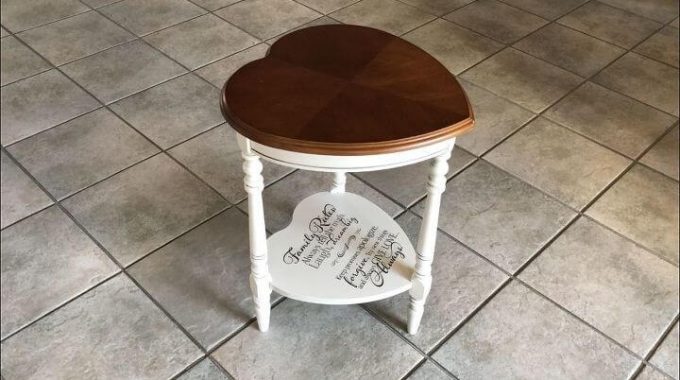 Upcycled Thrift Store Heart Table by Chas' Crazy Creations