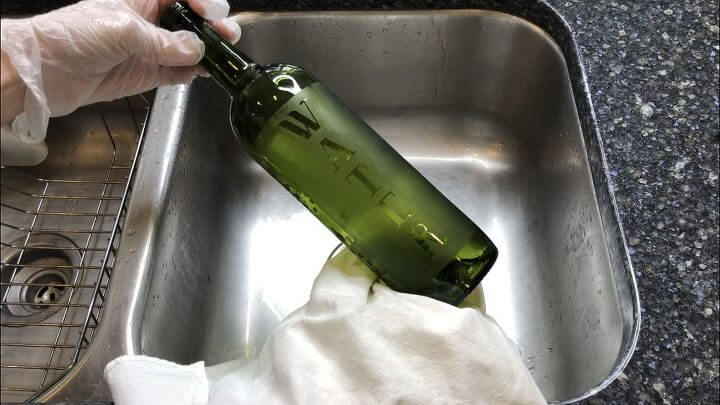 I then carefully peeled up the stencils and washed the bottle again.