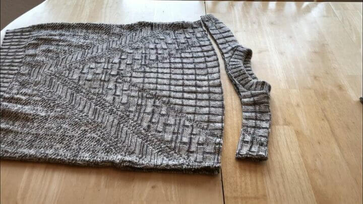 I then cut off the top of the sweater using the lines that were there to guide me.