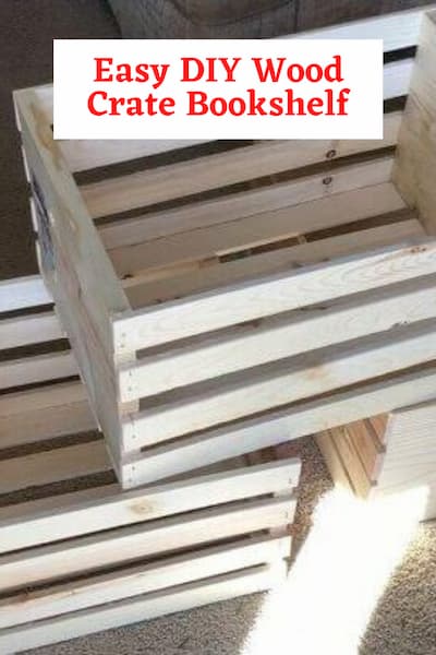 How do you make a bookshelf out of wooden crates?  With a limited amount of storage space and some wood crates from Walmart, I found just what I needed to create an easy DIY wood crate bookshelf.