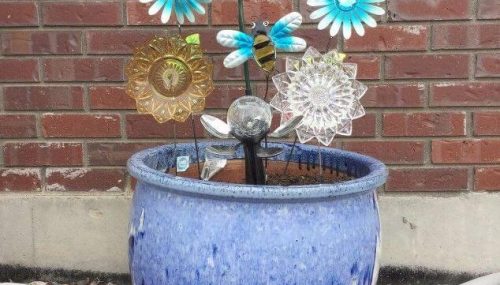 Garden Flowers Made From Dishes - flowers in display