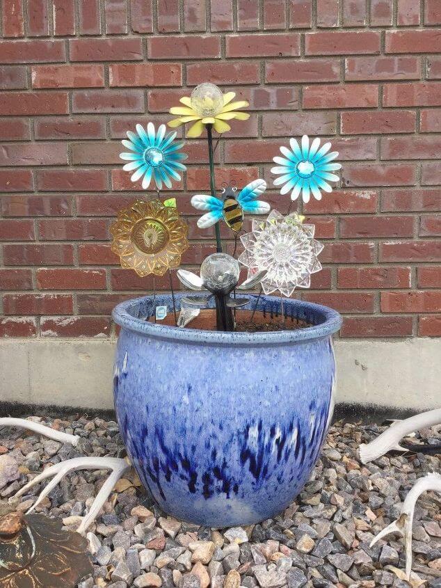 Garden Flowers Made From Dishes by Chas' Crazy Creations.