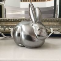 Upcycled Thrift Store Bunny - bunny on display