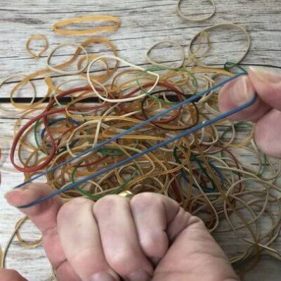 For these ideas you'll need rubber bands in a variety of sizes and widths. I found mine at Dollar Tree.