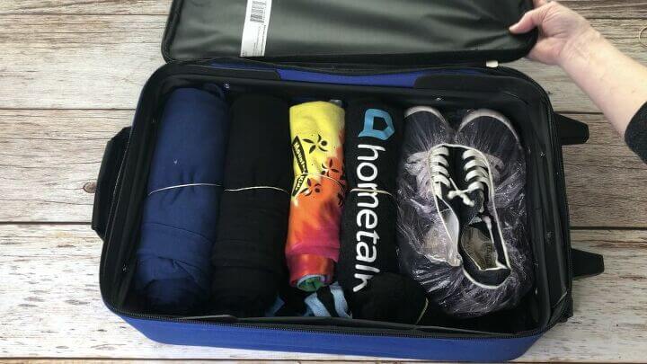 Roll up t-shirts, pants, etc and hold them into place with a rubber band. It'll help you be organized and get more into your suitcases.