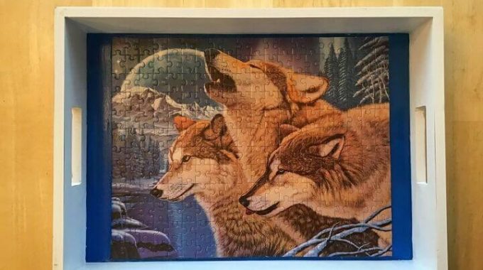 Upcycled Puzzle Serving Tray (7) let tray dry