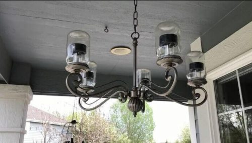 DIY Upcycled Porch Decor (6) Solar Chandelier