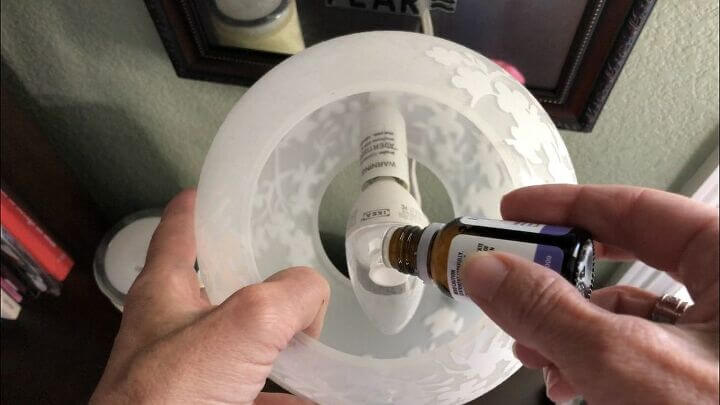 Add a couple drops of essential oil on a light bulb when it's off and let it dry completely.