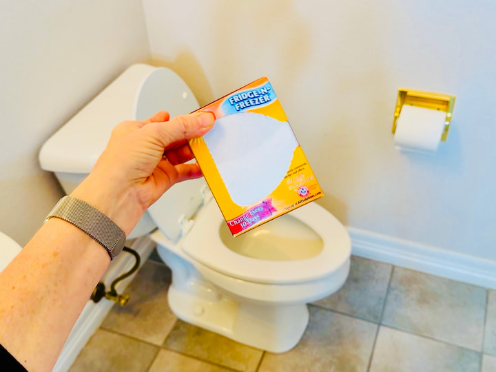 Baking soda box in bathroom