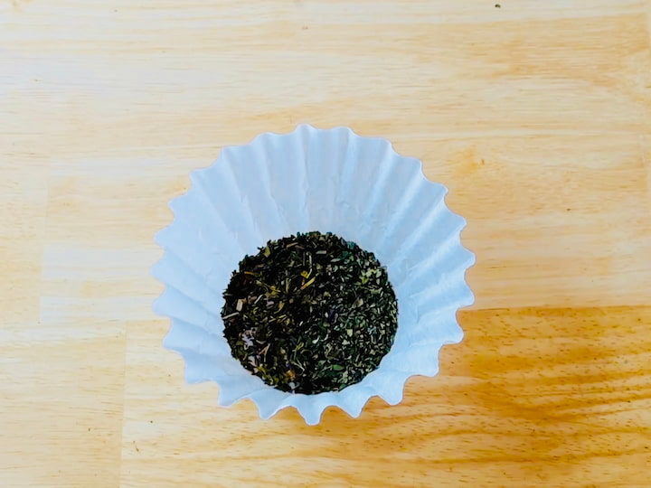 peppermint tea in coffee filter