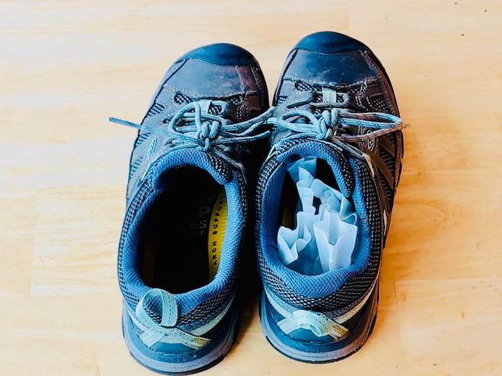 Coffee filter in shoe