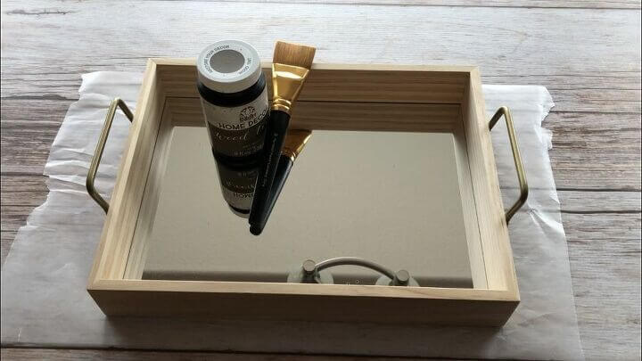 This is the raw wood serving tray and it has a mirror in the center which I was super excited about!