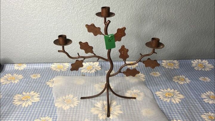 Here is the first candelabra that I was excited to work with and just in time for fall. This candle holder was $4!