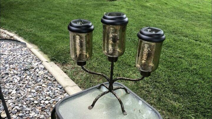 Here's the completed solar light and it's on my back patio to create ambiance.