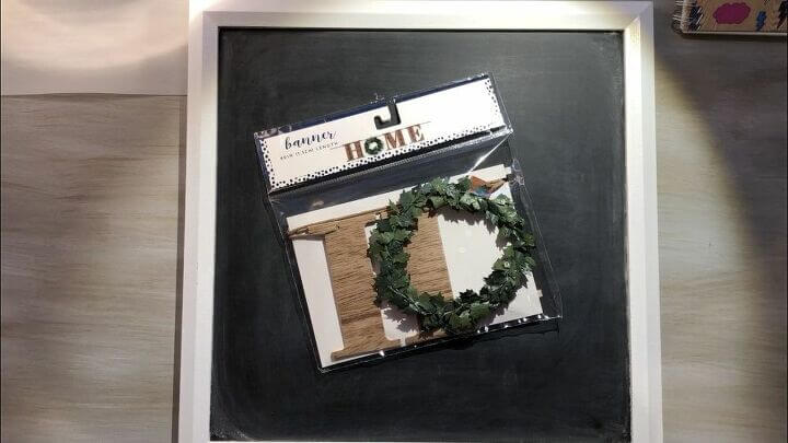 The garland was wooden letters with a little wreath and held together with a piece of twine.