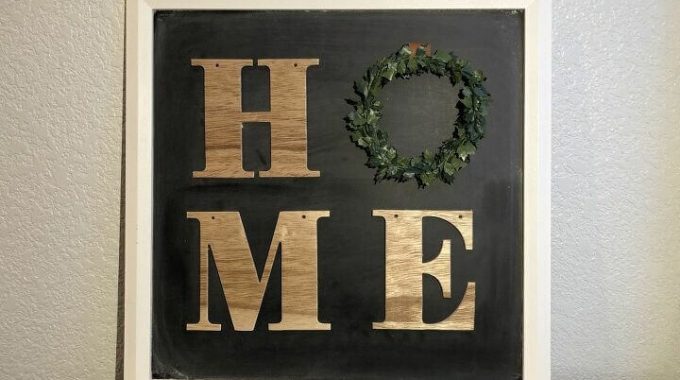 I love the Target Dollar Section and I found a chalkboard and a "Home" garland for just a couple dollars. I turned them into a trendy home sign!