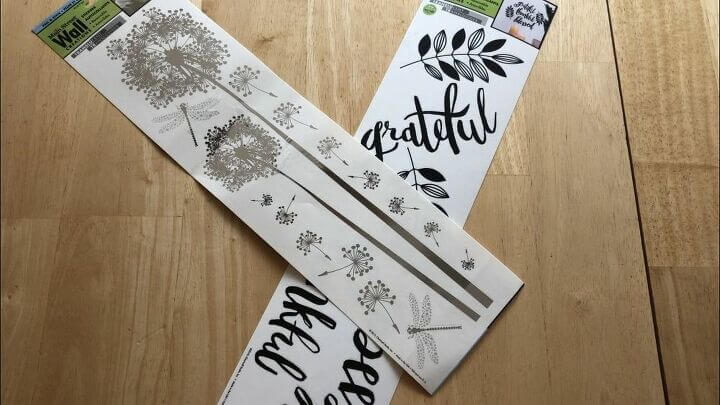 There are a variety of stickers at Dollar Tree and I grab them to do many of my projects. For this project I'll be using the top one with the dandelion and dragonflies.